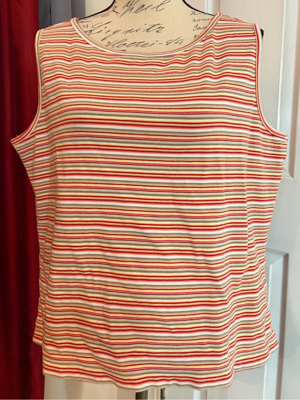 Y2K Vintage White Stag Classic Stretch Sleeveless Tank Top-Multi Stripe